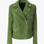 Karl Lagerfeld Green Zipper Leather Jacket