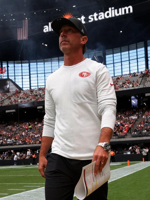 Kyle Shanahan 49ers Sideline Nike Coach Long Sleeve Shirt White