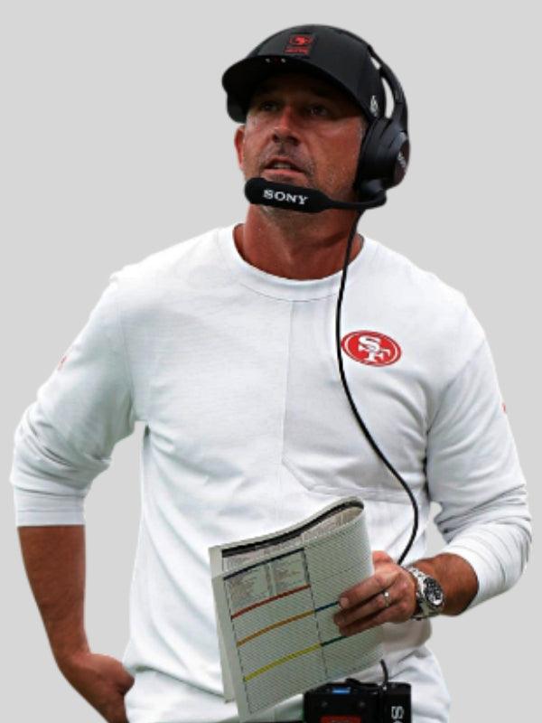 Kyle Shanahan Nike San Francisco 49ers Sideline Coach Dri FIT Long Sleeve Shirt White