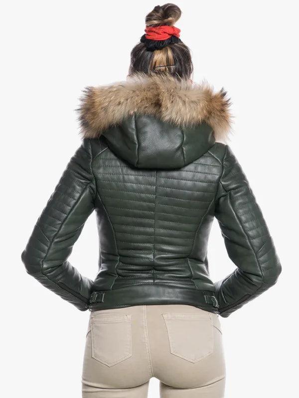Lasmara Jacket Women s Green Shearling Hooded
