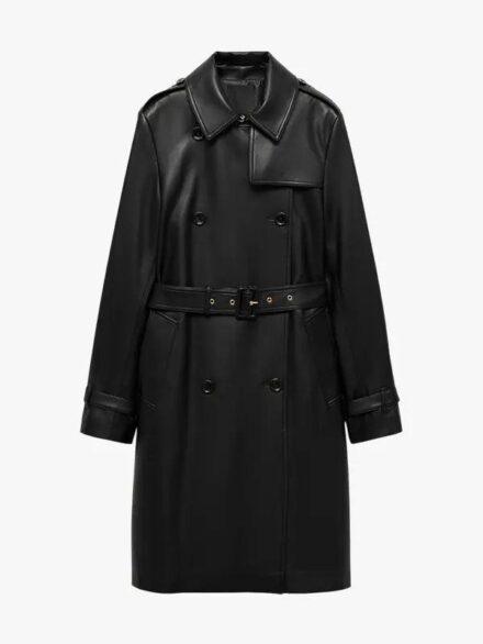 Leather effect trench coat 1
