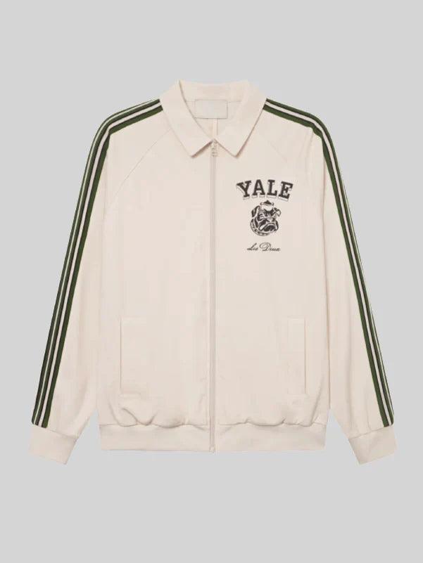Les Deux Yale Bulldog Green Striped Track Jacket Ivory