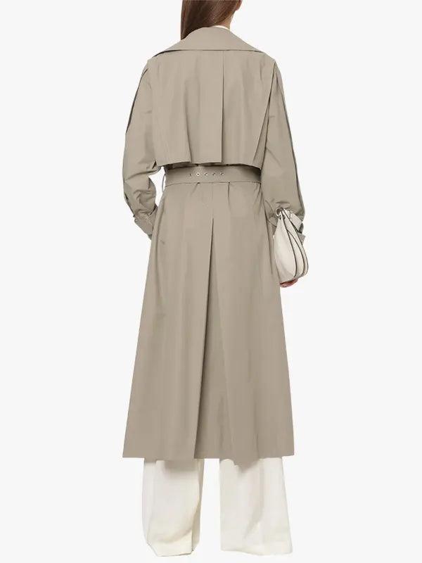 Long Belted Grey Overcoat For Women's