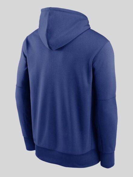 Los Angeles Dodgers 2025 Postseason Authentic Collection Men s Nike Therma MLB Pullover Hoodie Blue