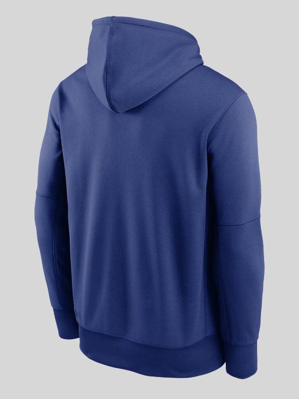 Los Angeles Dodgers 2025 Postseason Authentic Collection Men s Nike Therma MLB Pullover Hoodie Blue