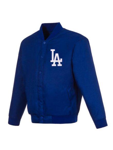 Los Angeles Dodgers JH Design Full Snap Pollytwill Varsity Jacket Royal