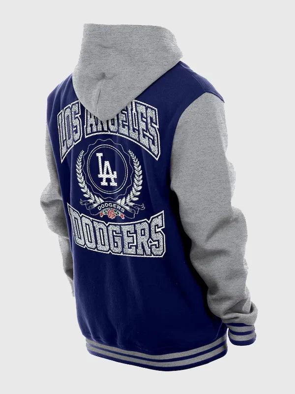 Los Angeles Dodgers New Era Royal Throwback Prep Full Snap Hoodie Jacket Mens
