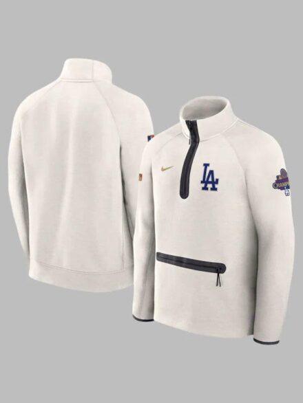 Los Angeles Dodgers Nike Tech Fleece Half Zip Jacket White
