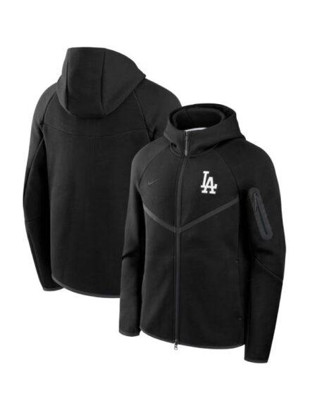 Los Angeles Dodgers Nike Tech Fleece Windrunner Full Zip Hoodie Jacket Black
