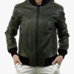 Malesia Womens Green Bomber Jacket