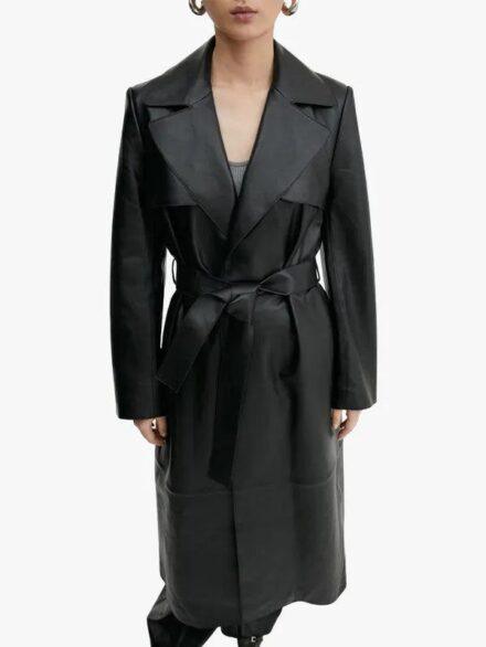 Mango 100 leather trench coat