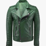 Men Biker Jacket Green