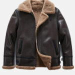 Men Brown Sheepskin B 3 Bomber Shearling Flight Jacket Front Copy