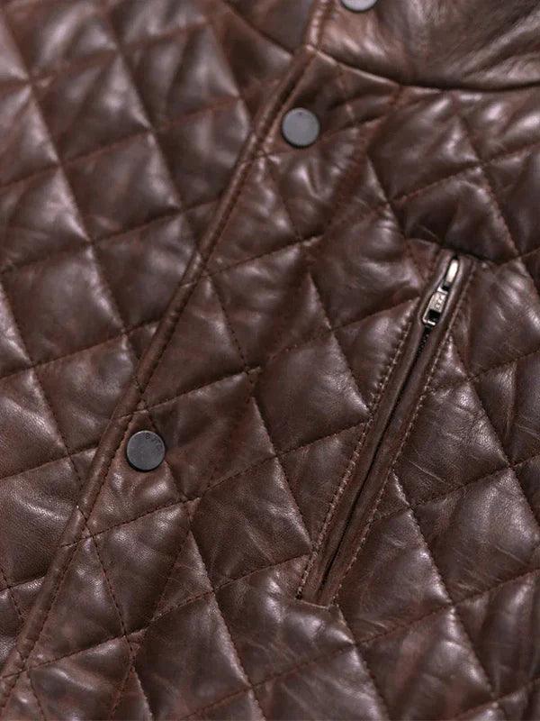 Men Highlands Quilted Brown Leather Jacket