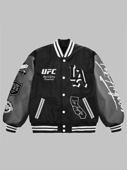 Men sBlackUFC311LosAngelesFull SnapVarsityJacket