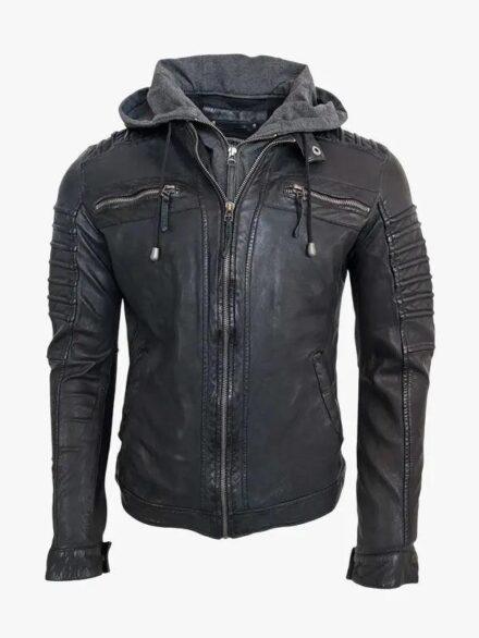 Men s Black leather jacket