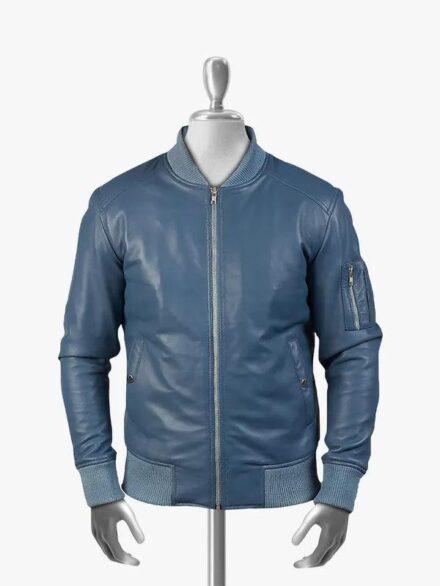 Men s Blue Bomber Struan Leather Jacket