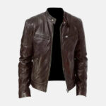 Men s Brown Leather Bomber Jacket