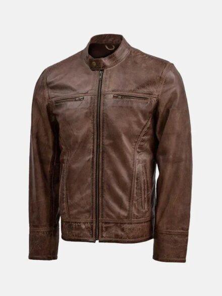 Men s Brown Leather Waxed Jacket