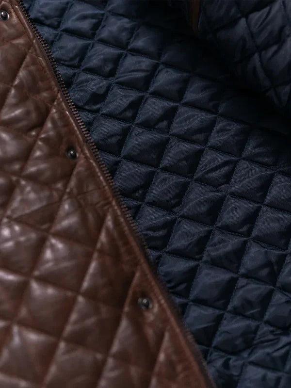 Men s Brown Quilted Leather Jacket