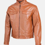 Men s Casual Tan Leather Jacket