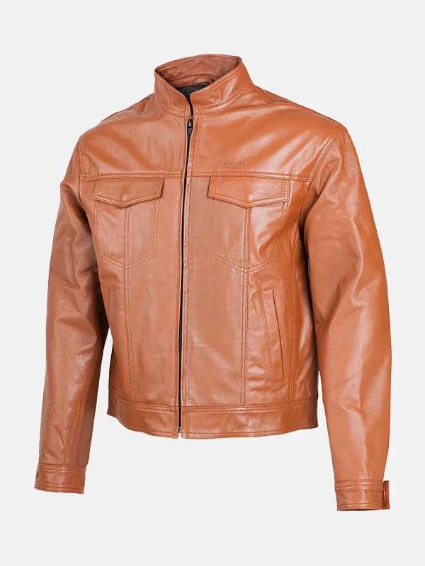 Men s Casual Tan Leather Jacket