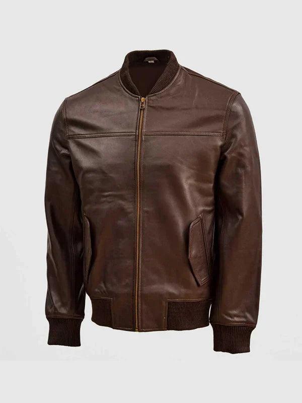 Men s Classic Brown Bomber Jacket