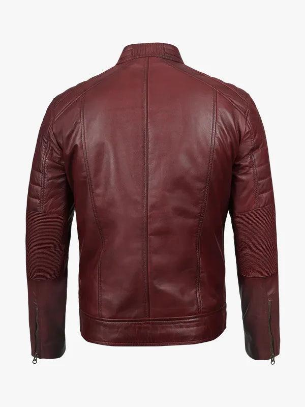 Men s Genuine Burgundy Leather Motorcycle Jacket