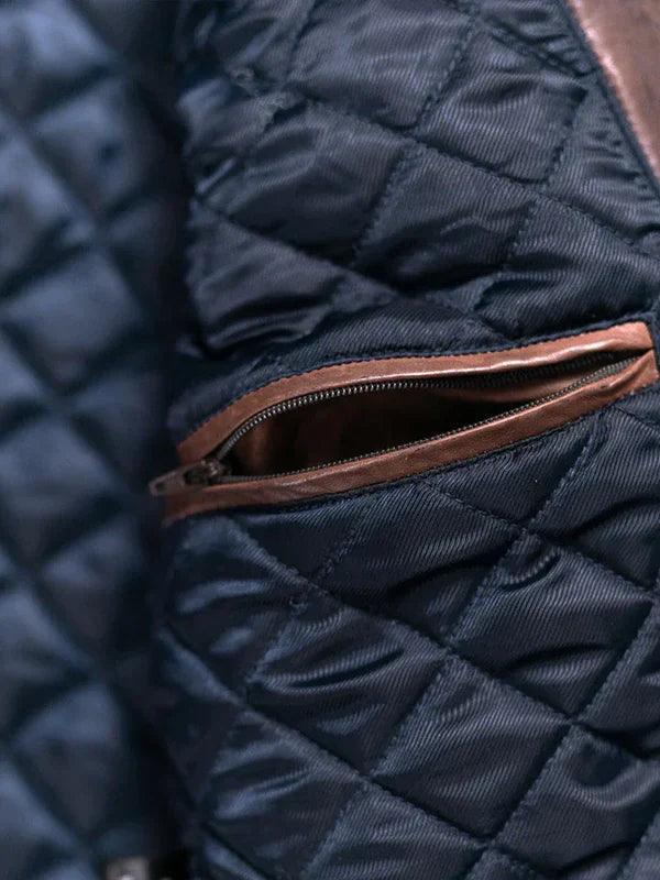 Men s Highlands Quilted Brown Leather Jacket