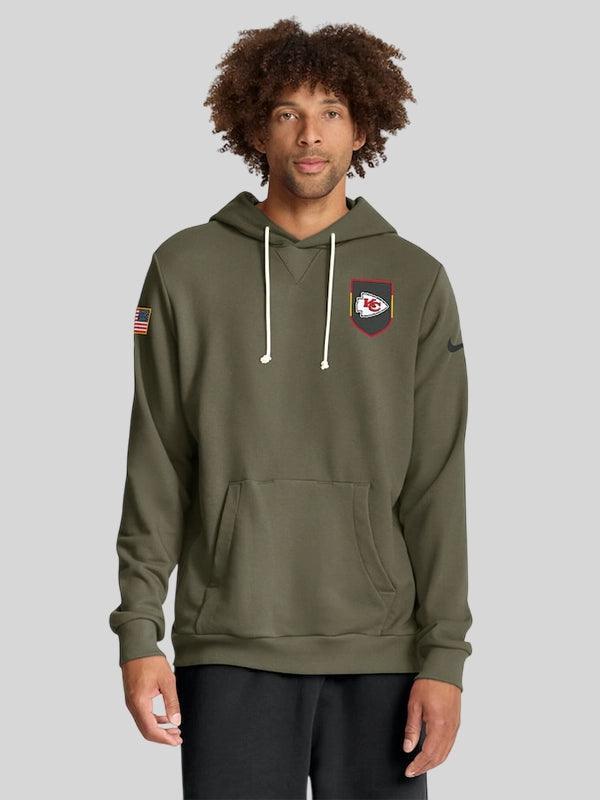 Men s Kansas City Chiefs Nike Olive 2025 Salute to Service Sideline Standard Issue Dri FIT Hoodie