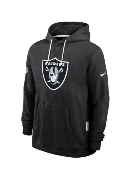 Men s Las Vegas Raiders Nike Black Sideline Standard Issue Initial Home Dri FIT Hoodie