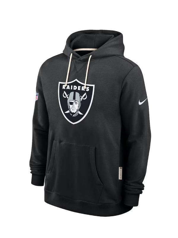 Men s Las Vegas Raiders Nike Black Sideline Standard Issue Initial Home Dri FIT Hoodie