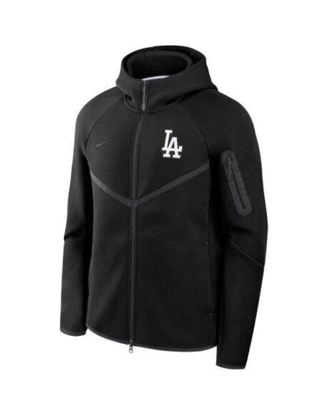 Men s Los Angeles Dodgers Nike Black Tech Fleece Windrunner Full Zip Hoodie Jacket