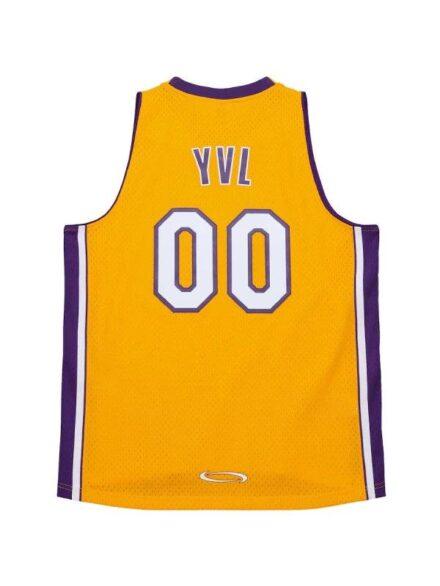 Men s Los Angeles Lakers Mitchell Ness x Play boi Carti Gold 1999 00 Swingman Jersey Yellow