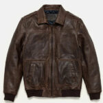 Men s Maverick Brown Leather Bomber Jacket