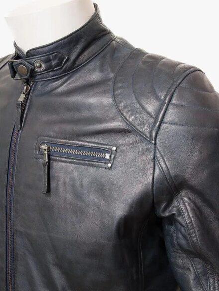 Men s Navy Biker Zipper Jacket