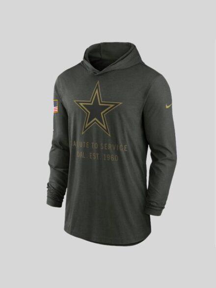 Men s Nike Forest Green Dallas Cowboys 2025 Salute to Service Sideline Dri FIT Light weight Hooded Pullover