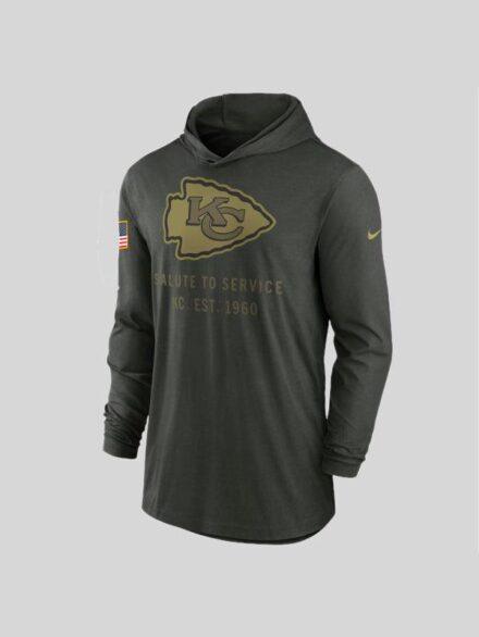Men s Nike Forest Green Kansas City Chiefs 2025 Salute to Service Sideline Dri FIT Light weight Hooded Pullover
