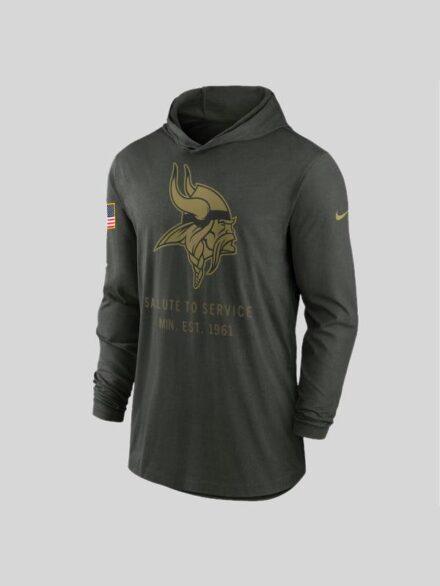 Men s Nike Forest Green Minnesota Vikings 2025 Salute to Service Sideline Dri FIT Lightweight Hooded Pullover