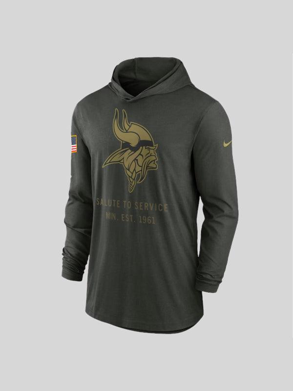 Men s Nike Forest Green Minnesota Vikings 2025 Salute to Service Sideline Dri FIT Lightweight Hooded Pullover