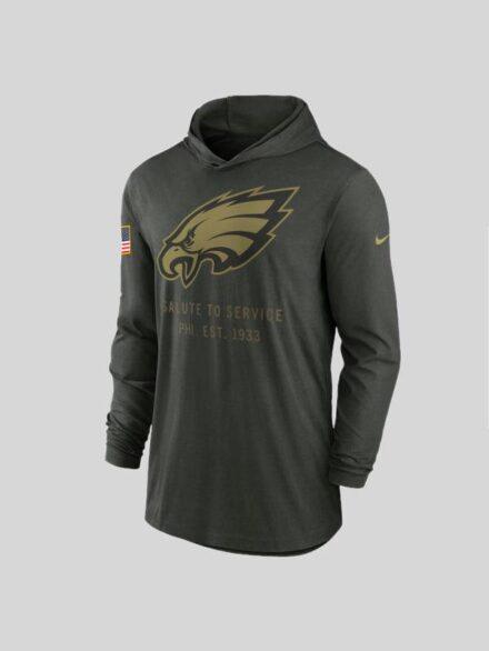 Men s Nike Forest Green Philadelphia Eagles 2025 Salute to Service Sideline Dri FIT Lightweight Hooded Pullover