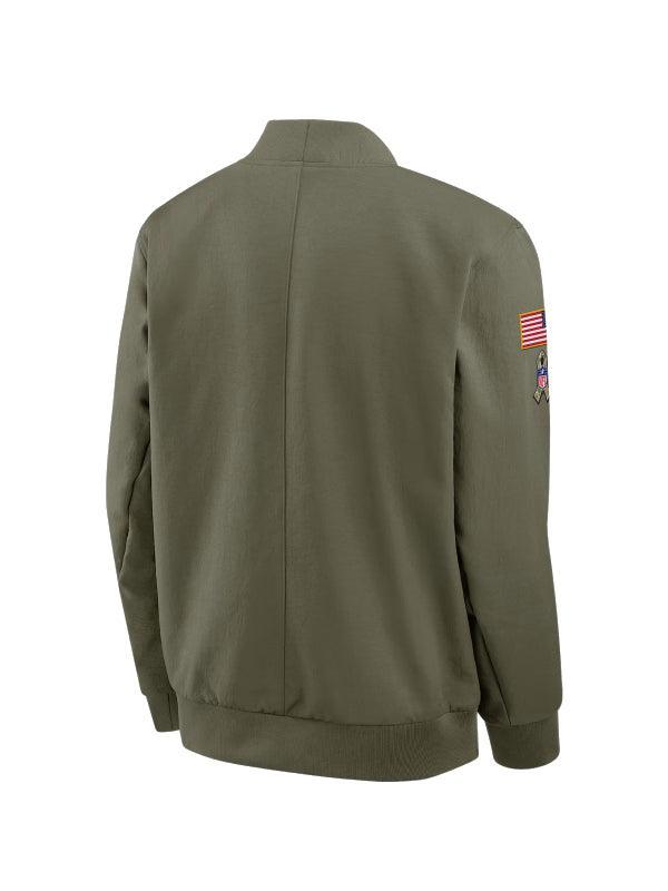 Men s Nike Olive San Francisco 49ers 2025 Salute to Service Sideline Full Zip Bomber Jacket