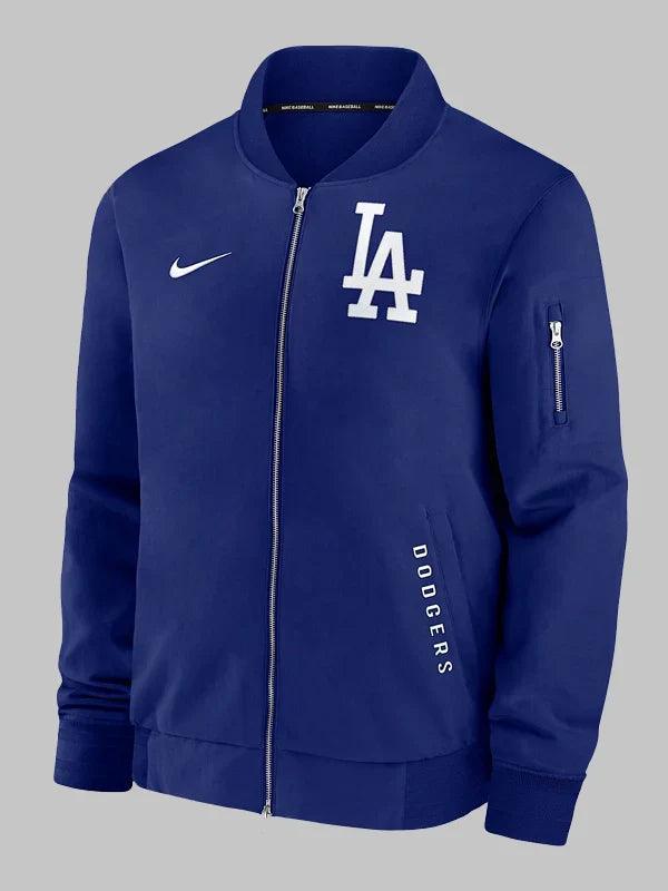 Men s Nike Royal Los Angeles Dodgers Authentic Collection Dugout Full Zip Bomber Jacket Blue