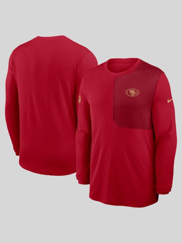 Men s Nike Scarlet San Francisco 49ersSideline Coach UV Dri FIT Long Sleeve Shirt