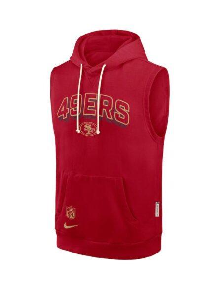 Men s Nike Scarlet San Francisco 49ers Sideline Standard Issue Dri FIT Sleeveless Hoodie