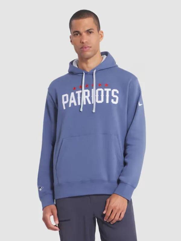 Men s Nike Storm Blue New England Patriots 2025 Rivalries Collection Club Hoodie