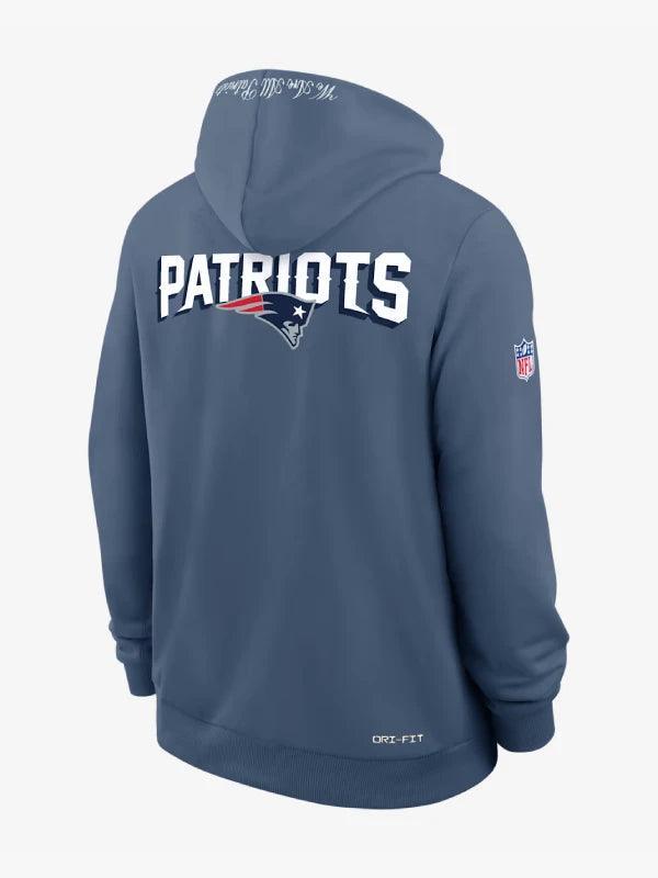 Men s Nike Storm Blue New England Patriots 2025 Rivalries Collection Standard Issue Sideline Dri FIT Hoodie