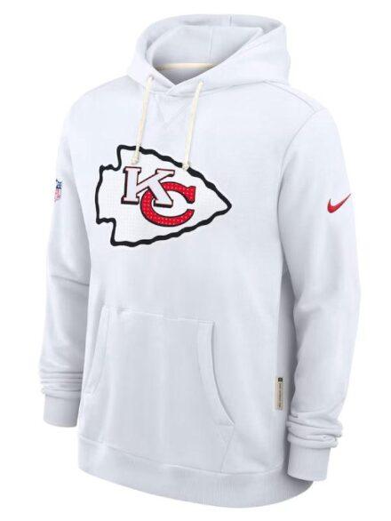 Men s Nike White Kansas City Chiefs Sideline Standard Issue Initial Home Dri FIT Hoodie