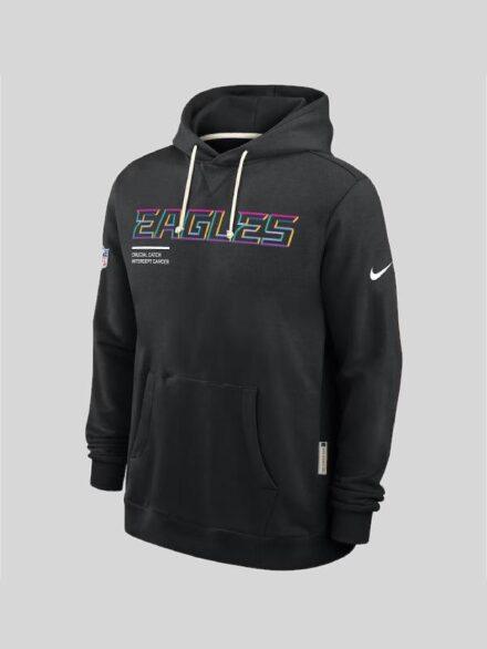 Men s Philadelphia Eagles Nike Black 2025 NFL Crucial Catch Sideline Standard Issue Dri FIT Hoodie
