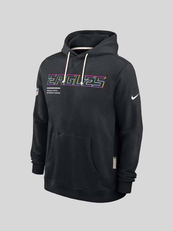 Men s Philadelphia Eagles Nike Black 2025 NFL Crucial Catch Sideline Standard Issue Dri FIT Hoodie